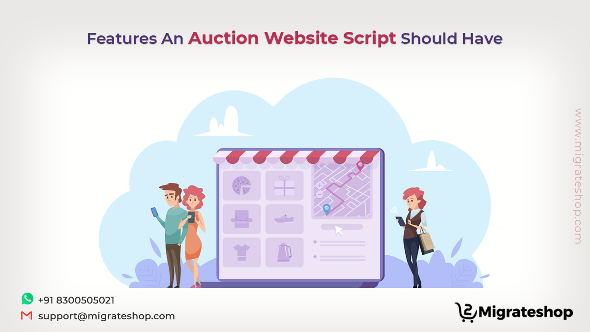 Auction website script features