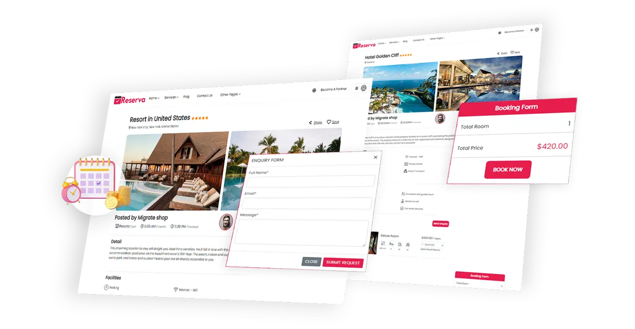 Send-Enquiry-Instant-Booking-Options for Hotel Booking Script