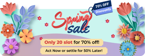 Spring Sale 70% off