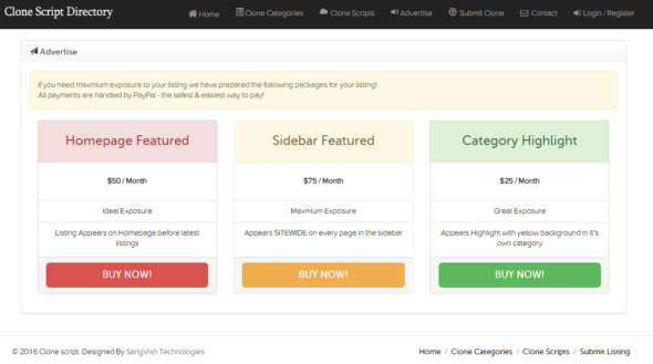 PHP Clone Scripts Directory with Paypal