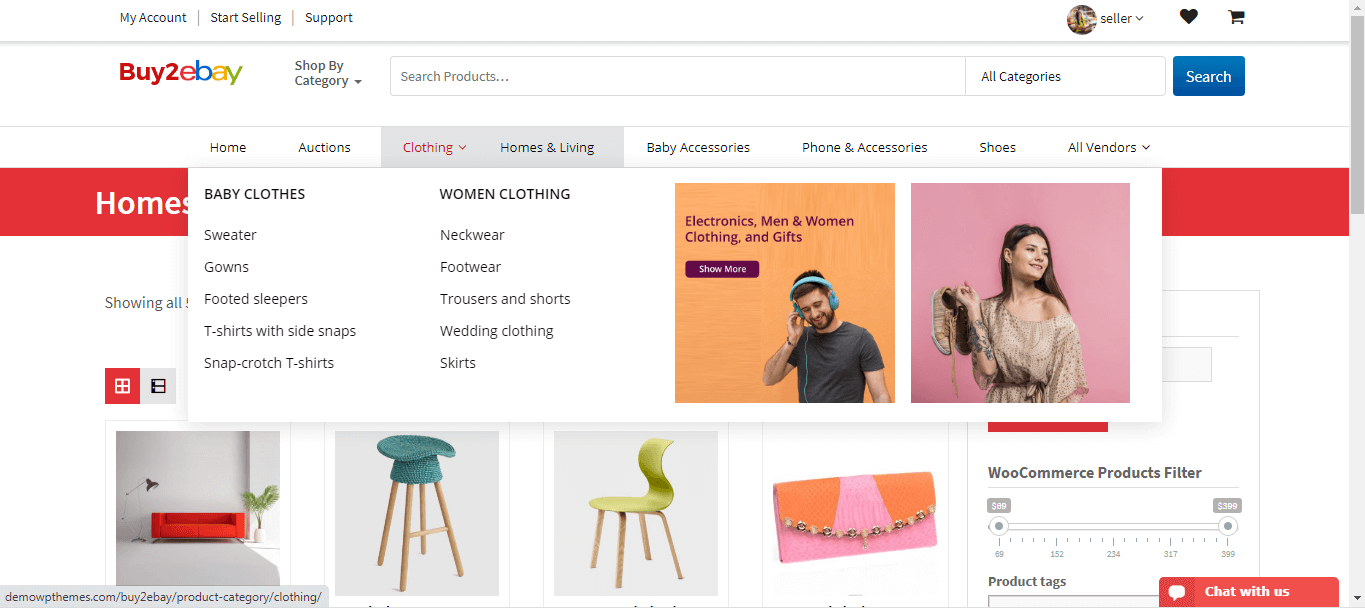 ebay clone product search