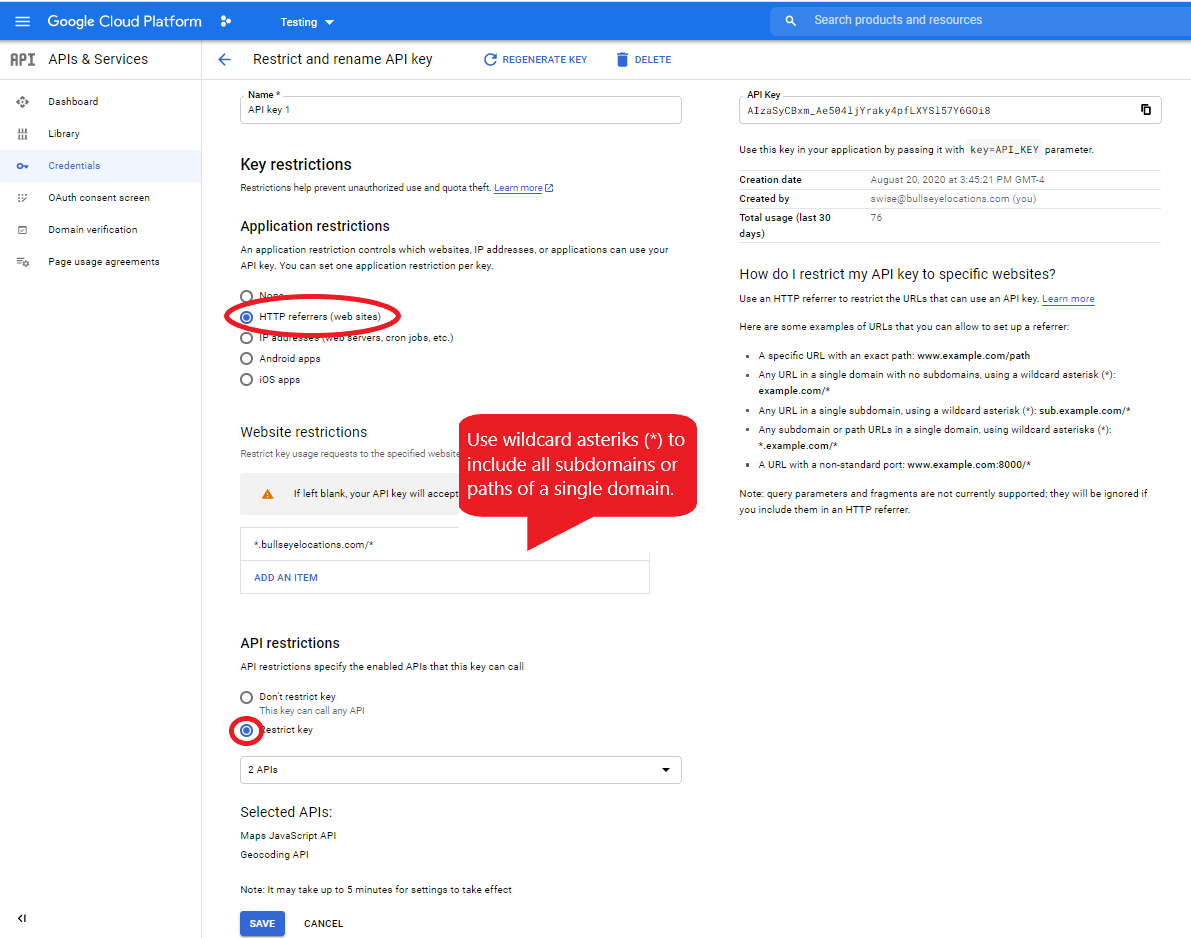 An ultimate guide for how to create and restrict Google API keys website restrictions