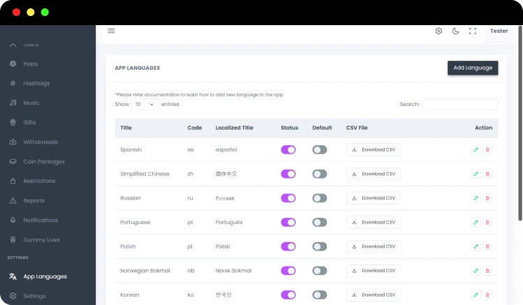 Manage App Language