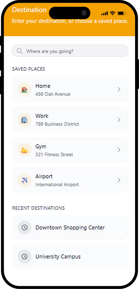 taxi booking app rider features