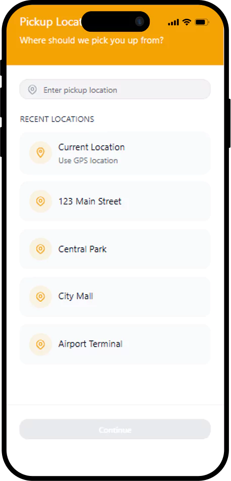 taxi booking app driver features
