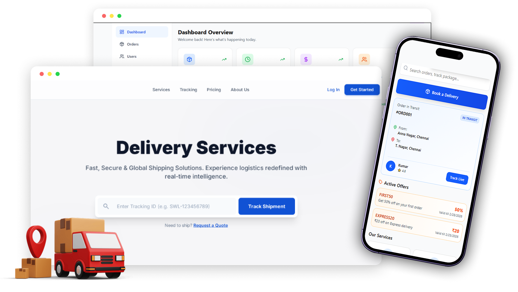 logistics service app - header logistics service app - header