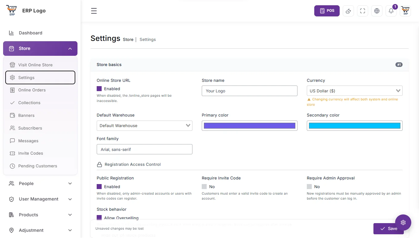 store-settings